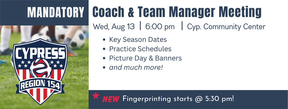 Mandatory Head Coach & Team Manager Meeting