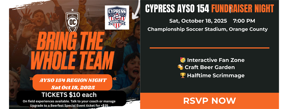 Cypress AYSO Spirit Night with OC Soccer Club - Oct. 18th