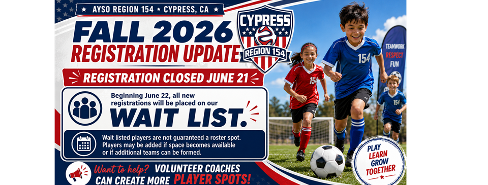 Fall Registration Closed - Wait List Open