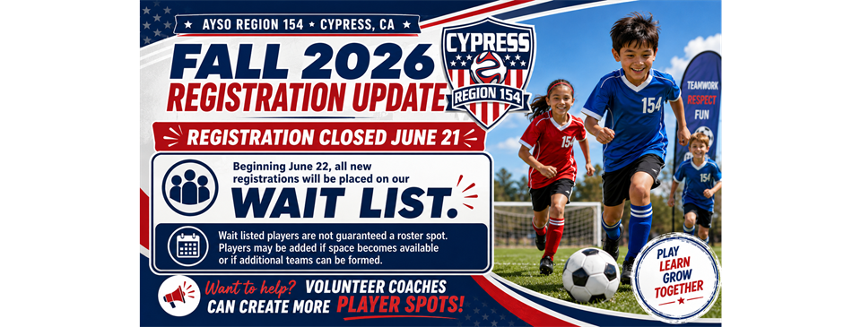 Fall Registration Closed - Wait List Open